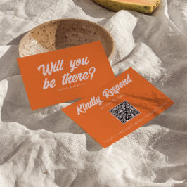 Retro Colorful Fun Funky Bold QR Code Wedding   RSVP Kaartje