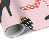 Retro Colorful Girly High Hiel Pump Shoes Pattern Cadeaupapier (Rol Hoek)