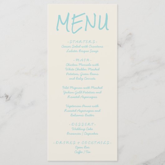Retro Colorful Hand Written Pastel Wedding Menu (Voorkant)