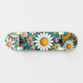 Retro Colorful Hippie Flowers Unisex Skateboard (Horizontaal)