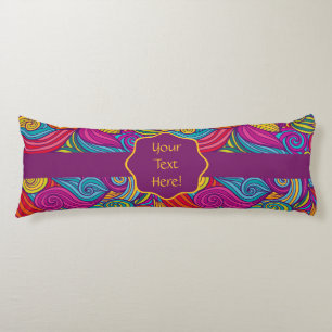 Retro Colorful Jewel Tone Swirly Wave Patroon Lichaamskussen