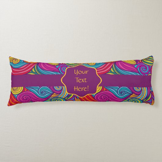 Retro Colorful Jewel Tone Swirly Wave Patroon Lichaamskussen (Voorkant)