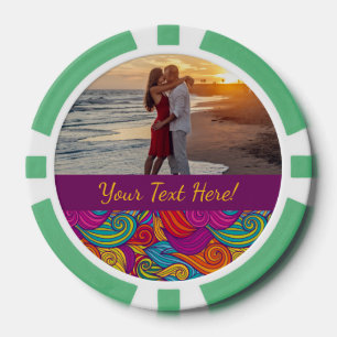 Retro Colorful Jewel Tone Swirly Wave Patroon Poker Chips