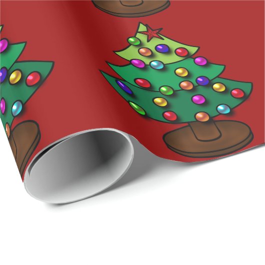 Retro Colorful Kerstboom Cadeaupapier (Rol Hoek)