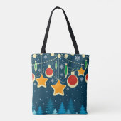 Retro Colorful Kerstversients Design Canvas tas (Achterkant)