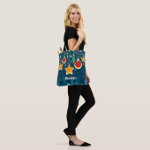 Retro Colorful Kerstversients Design Canvas tas (Op model)