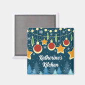 Retro Colorful Kerstversierontwerp Magneet (Voorkant / Achterkant)