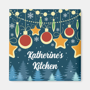 Retro Colorful Kerstversierontwerp Magneet