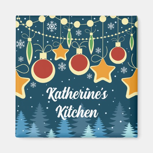 Retro Colorful Kerstversierontwerp Magneet (Voorkant)
