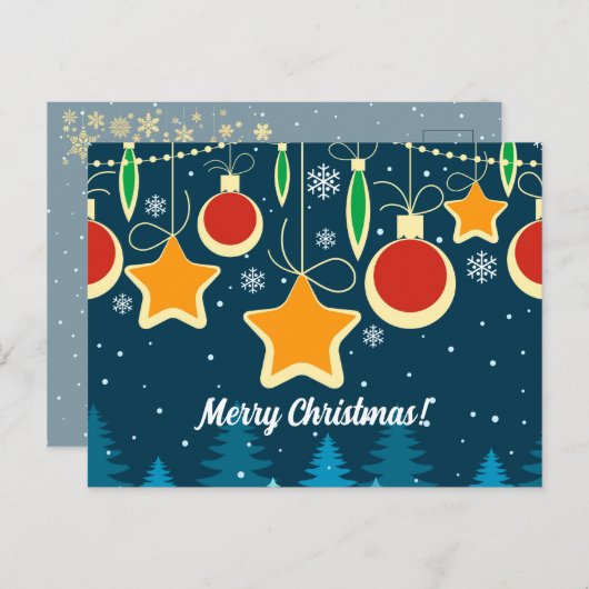 Retro Colorful Kerstversiers Design Briefkaart (Voorkant / Achterkant)