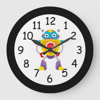 Retro Colorful Kinder Robot Grote Klok