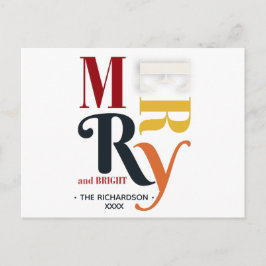 Retro Colorful Merry & Bright Vintage Christmas Feestdagenkaart