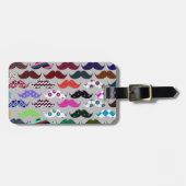 Retro Colorful Mustache Pattern Bagagelabel (Voorkant horizontaal)