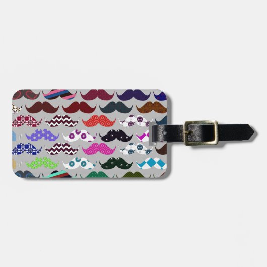 Retro Colorful Mustache Pattern Bagagelabel (Voorkant horizontaal)