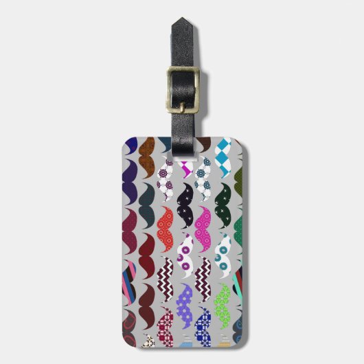 Retro Colorful Mustache Pattern Bagagelabel (Voorkant verticaal)