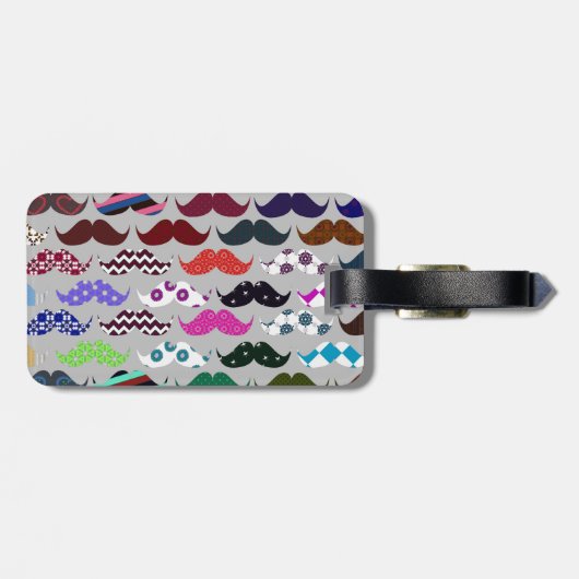 Retro Colorful Mustache Pattern Bagagelabel (Achterkant horizontaal)