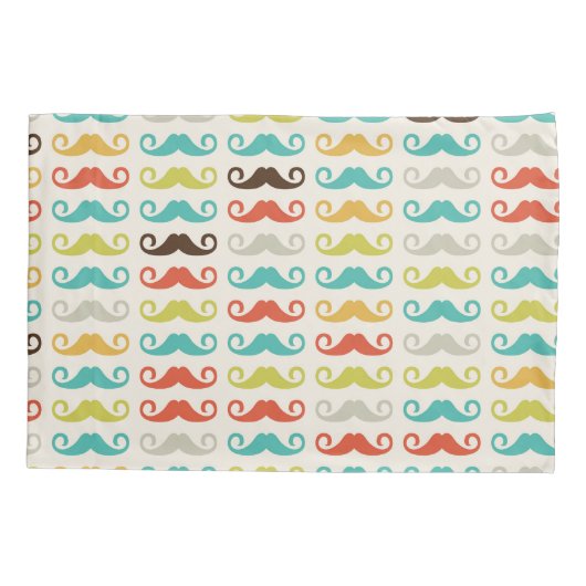 Retro Colorful Mustache Stache Handlebar Kussensloop (Achterkant-Links)