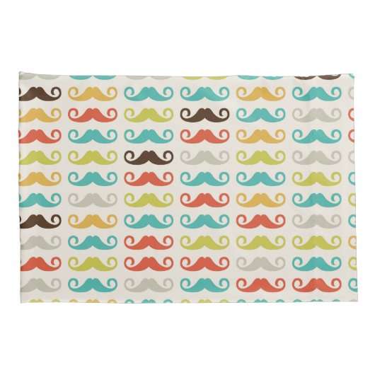 Retro Colorful Mustache Stache Handlebar Kussensloop (Achterkant-Rechts)