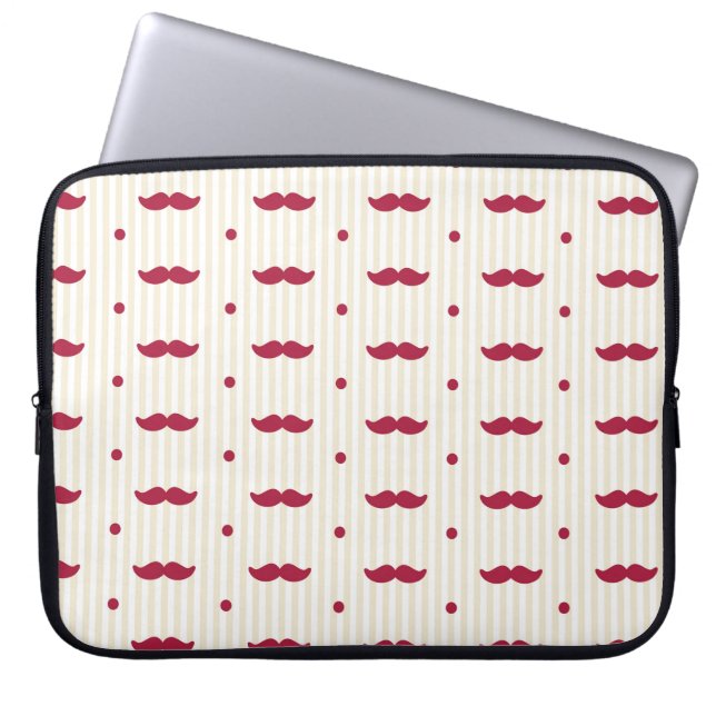 Retro Colorful Mustache Stache Handlebar Laptop Sleeve (Voorkant)
