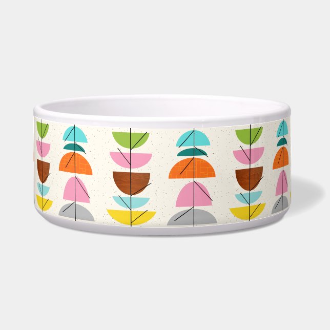 Retro Colorful Nests Ceramic Dog Bowl Voerbakje (Voorkant)
