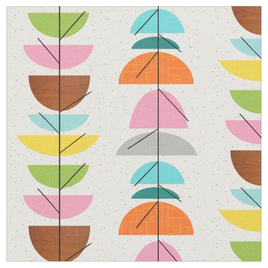 Retro Colorful Nests Fabric Stof (Close Up)