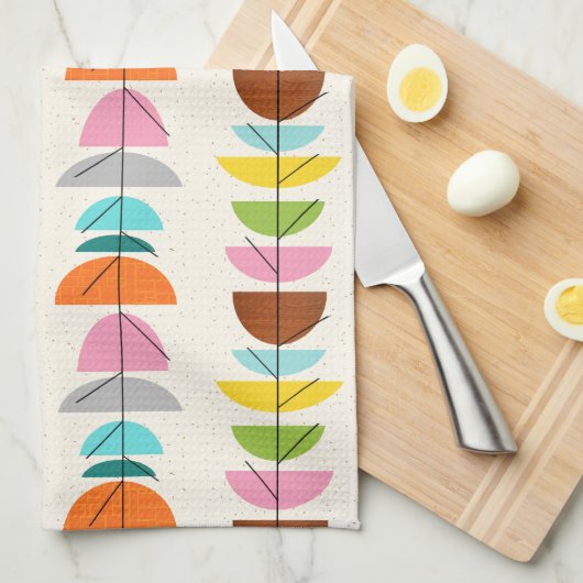 Retro Colorful Nests Kitchen Towel Theedoek (Quarter Fold)