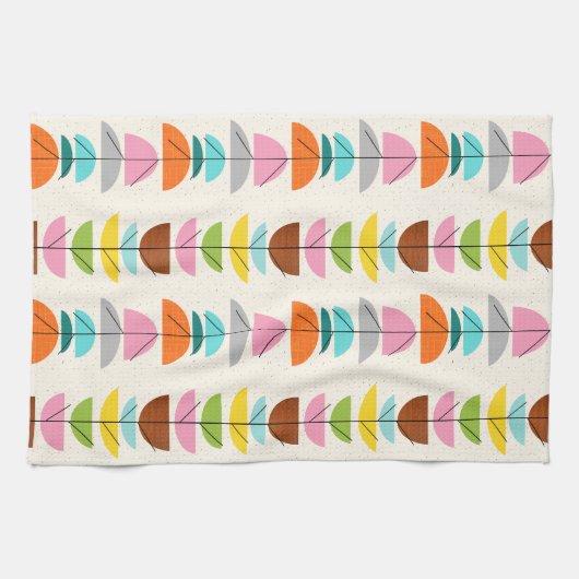 Retro Colorful Nests Kitchen Towel Theedoek (Horizontaal)