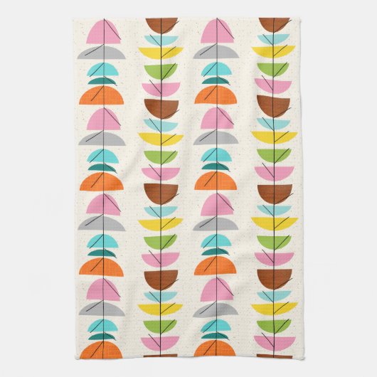 Retro Colorful Nests Kitchen Towel Theedoek (Verticaal)