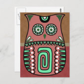 Retro Colorful Owl Boho Bohemian Bird Custom Briefkaart (Voorkant / Achterkant)