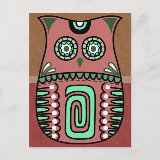 Retro Colorful Owl Boho Bohemian Bird Custom Briefkaart (Voorkant)