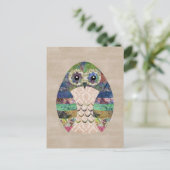 Retro Colorful Owl Boho Bohemian Bird Custom Briefkaart (Staand voorkant)