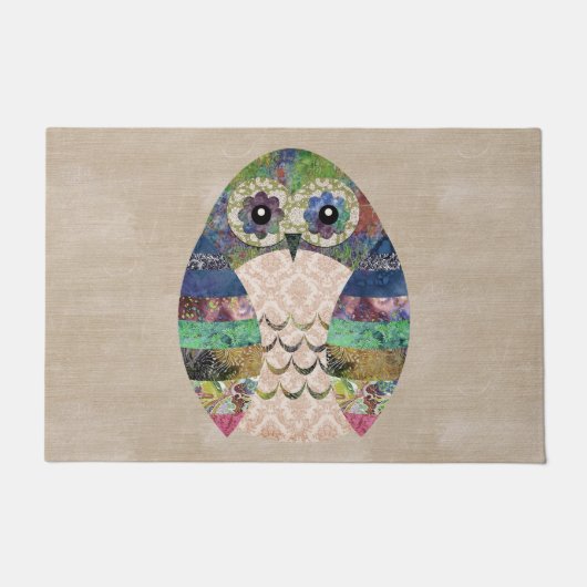 Retro Colorful Owl Boho Bohemian Bird Custom Deurmat (Voorkant)