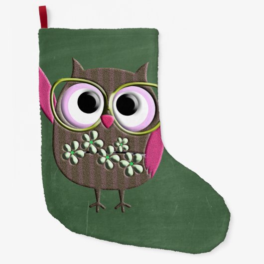 Retro Colorful Owl Boho Bohemian Bird Custom Grote Kerstsok (Voorkant)