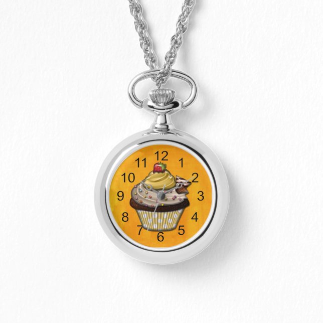 Retro Colorful Party Cupcakes Horloge (Voorkant)