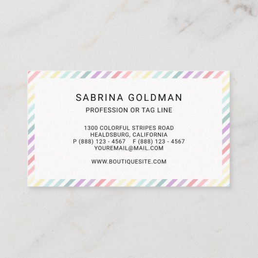 Retro Colorful Pastel regenboogkleuren Visitekaartje (Achterkant)