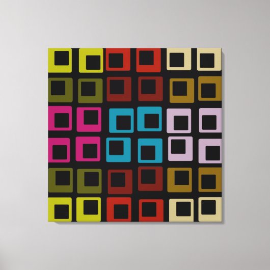 Retro Colorful Pattern Naadloos - Wrapped Canvas Afdruk (Voorkant)