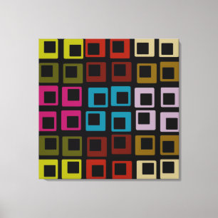 Retro Colorful Pattern Naadloos - Wrapped Canvas Afdruk