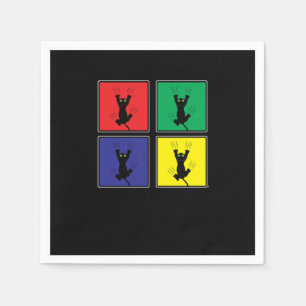 Retro Colorful Pop Art Cute Cat Scratting Animals Servet