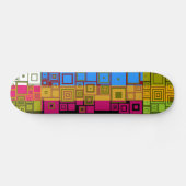 Retro Colorful Pop Squares Art Pattern Skateboard (Horizontaal)