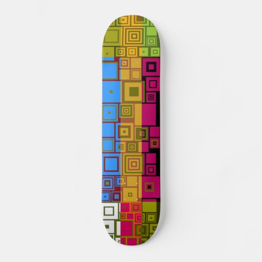 Retro Colorful Pop Squares Art Pattern Skateboard (Voorkant)