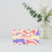 Retro Colorful QR Code Boho Groovy Monochrome  Visitekaartje (Staand voorkant)