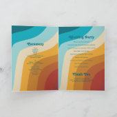Retro Colorful Rainbow Wedding Order of Service Programma (Binnen)