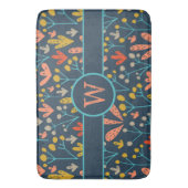 Retro Colorful Rustic Floral Leaf Pattern Monogram Badmat (Voorkant Verticaal)
