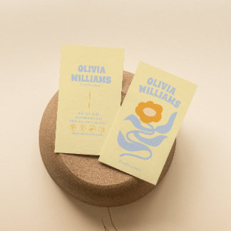 Retro Colorful Soft Boho Groovy Floral Unique 70s Visitekaartje