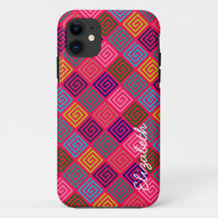 Retro Colorful Squares Modern Geometric Pattern 3 iPhone 11 Hoesje
