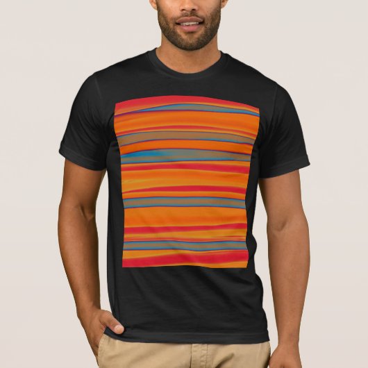 Retro Colorful Striped Abstracte Art T-shirt (Voorkant)