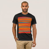 Retro Colorful Striped Abstracte Art T-shirt (Voorkant volledig)