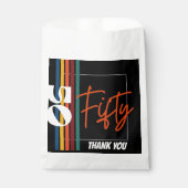 Retro Colorful Striped Fifty Birthday Party Chic Bedankzakje (Voorkant)