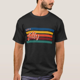 Retro Colorful Striped Fifty Birthday Party Chic T-shirt