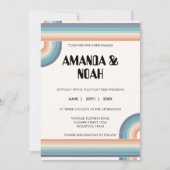 Retro Colorful Stripes 70's Theme Foto Wedding Kaart (Voorkant)